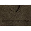 Men Cashmere V Neck Pullover Sweaters Leather Patch Elbow